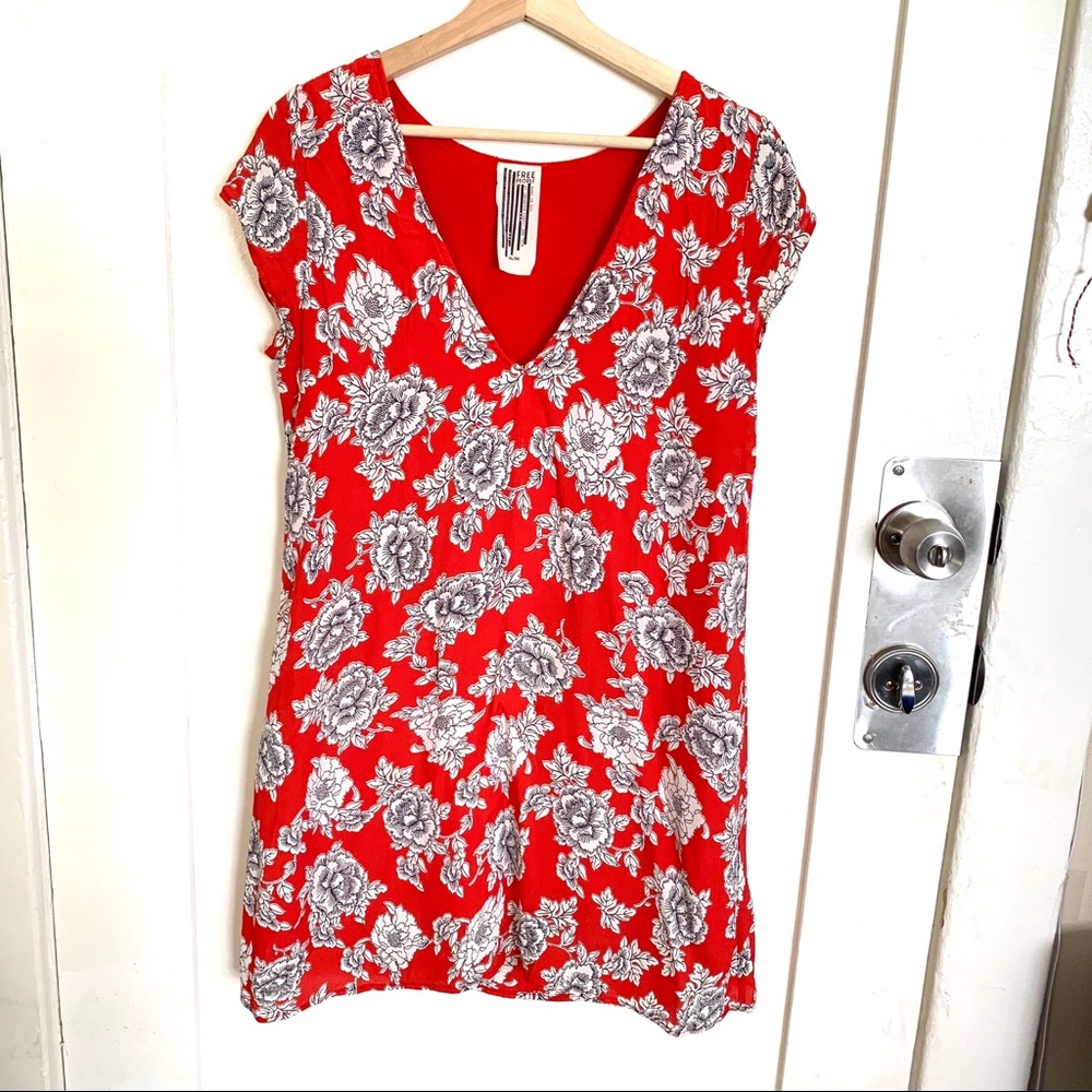 Free People red floral dress, above the knee